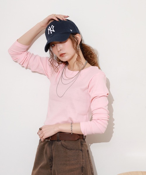 ACE(エース)の「ACE オーガニックコットン フライス Tシャツ 長袖 デオドラント UV加工(Tシャツ/カットソー・レディース・ネイビー系/マスタード/チャコール/ブラウン/パープル/ブルーグリーン/ブラック/ホワイト/カーキ/ピンク・4L/3L/LL/M/L/XL)」の10枚目の写真