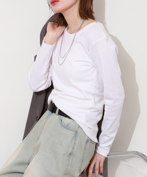 ACE(エース)の「ACE オーガニックコットン フライス Tシャツ 長袖 デオドラント UV加工(Tシャツ/カットソー・レディース・ネイビー系/マスタード/チャコール/ブラウン/パープル/ブルーグリーン/ブラック/ホワイト/カーキ/ピンク・4L/3L/LL/M/L/XL)」の11枚目の写真