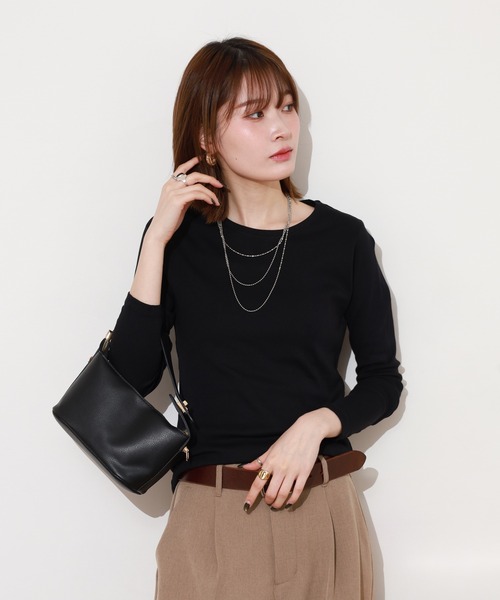 ACE(エース)の「ACE オーガニックコットン フライス Tシャツ 長袖 デオドラント UV加工(Tシャツ/カットソー・レディース・ネイビー系/マスタード/チャコール/ブラウン/パープル/ブルーグリーン/ブラック/ホワイト/カーキ/ピンク・4L/3L/LL/M/L/XL)」の19枚目の写真
