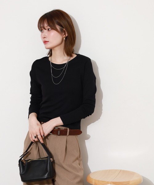 ACE(エース)の「ACE オーガニックコットン フライス Tシャツ 長袖 デオドラント UV加工(Tシャツ/カットソー・レディース・ネイビー系/マスタード/チャコール/ブラウン/パープル/ブルーグリーン/ブラック/ホワイト/カーキ/ピンク・4L/3L/LL/M/L/XL)」の21枚目の写真