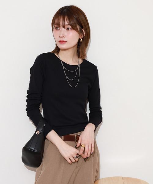 ACE(エース)の「ACE オーガニックコットン フライス Tシャツ 長袖 デオドラント UV加工(Tシャツ/カットソー・レディース・ネイビー系/マスタード/チャコール/ブラウン/パープル/ブルーグリーン/ブラック/ホワイト/カーキ/ピンク・4L/3L/LL/M/L/XL)」の20枚目の写真