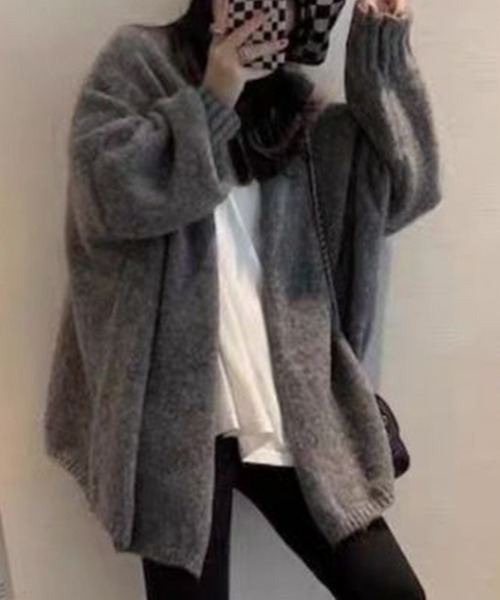 DAY CLOSET（デイ クローゼット）の「レディース ボタンレスふんわりモヘア風ニットカーディガン（カーディガン/ボレロ・レディース・ベージュ/ダークグレー/ピンク/ピンク系その他・ONE SIZE）」の13枚目の写真