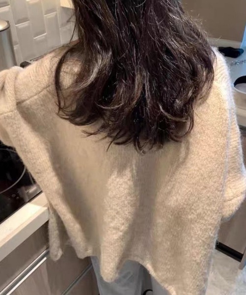 DAY CLOSET（デイ クローゼット）の「レディース ボタンレスふんわりモヘア風ニットカーディガン（カーディガン/ボレロ・レディース・ベージュ/ダークグレー/ピンク/ピンク系その他・ONE SIZE）」の8枚目の写真