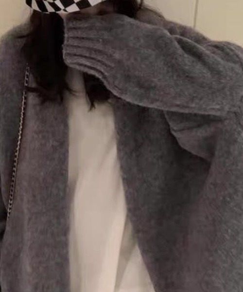 DAY CLOSET（デイ クローゼット）の「レディース ボタンレスふんわりモヘア風ニットカーディガン（カーディガン/ボレロ・レディース・ベージュ/ダークグレー/ピンク/ピンク系その他・ONE SIZE）」の7枚目の写真