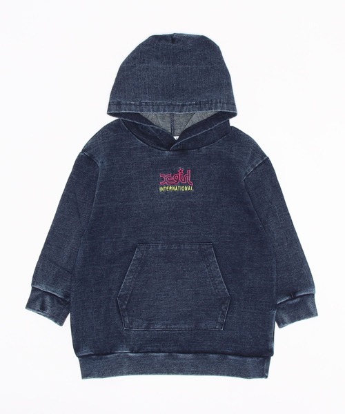 X-girl Stages（エックスガールステージス）の「ピグメントロゴパーカワンピース（アンサンブル・キッズ・ネイビー/チャコール/マルチ・90cm/100cm/110cm/120cm/130cm/140cm）」の2枚目の写真