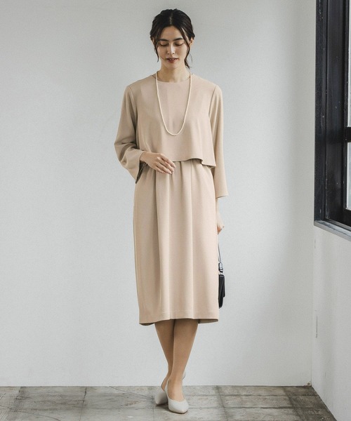 LEPSIM（レプシィム）の「上品サマ見えワンピース　162423（ワンピース・レディース・ブラック/グレイッシュベージュ・MEDIUM/LARGE）」の5枚目の写真