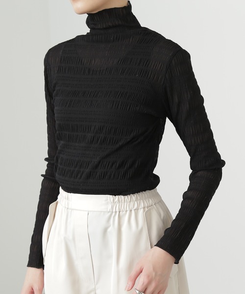 N.（N. Natural Beauty Basic）（エヌエヌナチュラルビューティーベーシック）の「◆カットレースハイネックカットソー（Tシャツ/カットソー・レディース・ブラック/クリーム・MEDIUM）」の9枚目の写真