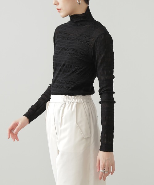 N.（N. Natural Beauty Basic）（エヌエヌナチュラルビューティーベーシック）の「◆カットレースハイネックカットソー（Tシャツ/カットソー・レディース・ブラック/クリーム・MEDIUM）」の6枚目の写真