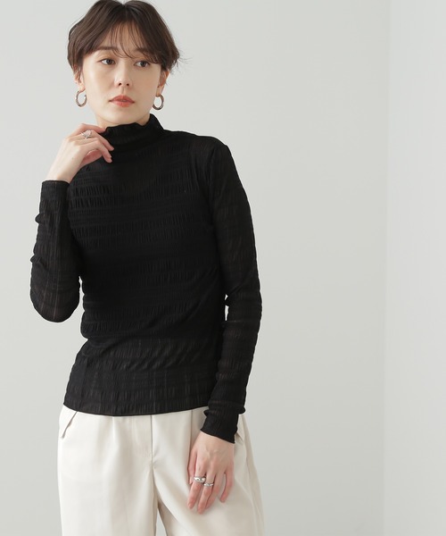N.（N. Natural Beauty Basic）（エヌエヌナチュラルビューティーベーシック）の「◆カットレースハイネックカットソー（Tシャツ/カットソー・レディース・ブラック/クリーム・MEDIUM）」の3枚目の写真