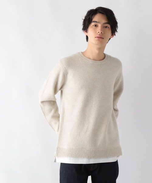 GLOBAL WORK（グローバルワーク）の「フワフワHugme/レイヤード/295175（ニット/セーター・メンズ・ブラック/カーキ/ライトブルー/ベージュ/ホワイト系その他2・LARGE/X-LARGE/MEDIUM/SMALL）」の2枚目の写真