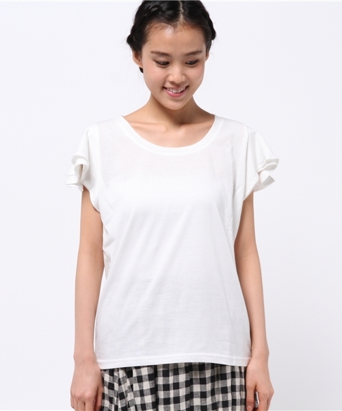 DISCOAT（ディスコート）の「【Discoat】袖フリルT（Tシャツ/カットソー・レディース・オフホワイト/ネイビー/グレー/その他19・ﾌﾘ-）」の5枚目の写真