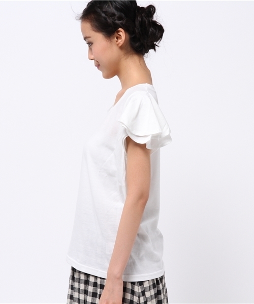 DISCOAT（ディスコート）の「【Discoat】袖フリルT（Tシャツ/カットソー・レディース・オフホワイト/ネイビー/グレー/その他19・ﾌﾘ-）」の6枚目の写真