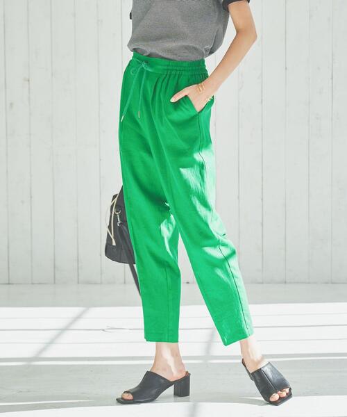 coen（コーエン）の「接触冷感リネンレーヨンテーパードカラーパンツ（その他パンツ・レディース・オリーブ/ピンク/ケリー/ロイヤルブルー/ベージュ/ブラック・S/M/L）」の5枚目の写真