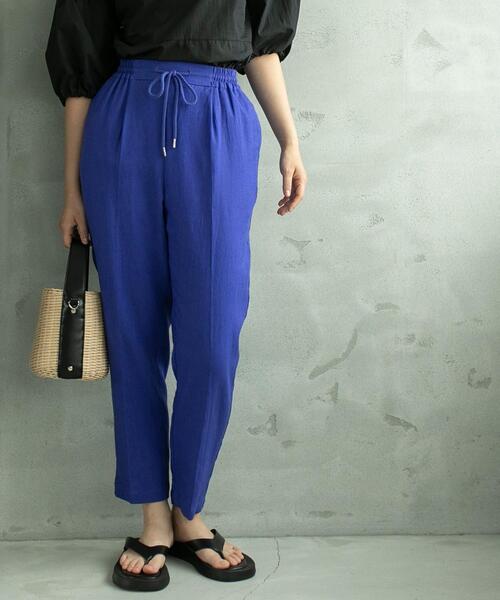 coen（コーエン）の「接触冷感リネンレーヨンテーパードカラーパンツ（その他パンツ・レディース・オリーブ/ピンク/ケリー/ロイヤルブルー/ベージュ/ブラック・S/M/L）」の6枚目の写真