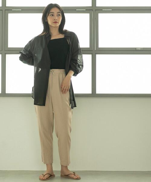 coen（コーエン）の「接触冷感リネンレーヨンテーパードカラーパンツ（その他パンツ・レディース・オリーブ/ピンク/ケリー/ロイヤルブルー/ベージュ/ブラック・S/M/L）」の7枚目の写真