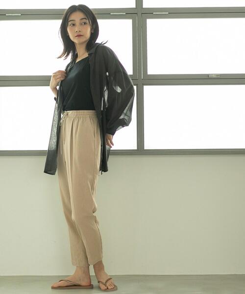 coen（コーエン）の「接触冷感リネンレーヨンテーパードカラーパンツ（その他パンツ・レディース・オリーブ/ピンク/ケリー/ロイヤルブルー/ベージュ/ブラック・S/M/L）」の9枚目の写真