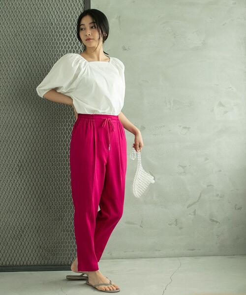 coen（コーエン）の「接触冷感リネンレーヨンテーパードカラーパンツ（その他パンツ・レディース・オリーブ/ピンク/ケリー/ロイヤルブルー/ベージュ/ブラック・S/M/L）」の17枚目の写真