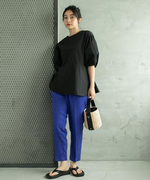 coen（コーエン）の「接触冷感リネンレーヨンテーパードカラーパンツ（その他パンツ・レディース・オリーブ/ピンク/ケリー/ロイヤルブルー/ベージュ/ブラック・S/M/L）」の21枚目の写真