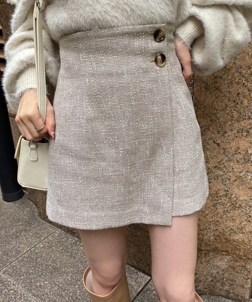 one after another NICE CLAUP（ワンアフターアナザーナイスクラップ）の「【再入荷】着回し万能。スタイルアップミニスカパン（その他パンツ・レディース・ホワイト系その他/ブラック系その他/グレー系その他/ピンク系その他/ブラック・FREE）」の2枚目の写真