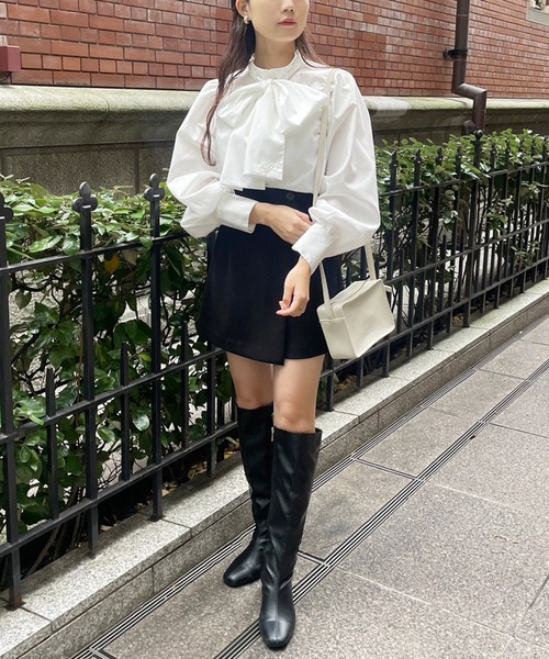 one after another NICE CLAUP（ワンアフターアナザーナイスクラップ）の「【再入荷】着回し万能。スタイルアップミニスカパン（その他パンツ・レディース・ホワイト系その他/ブラック系その他/グレー系その他/ピンク系その他/ブラック・FREE）」の12枚目の写真