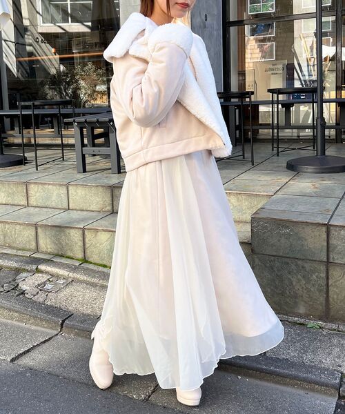 MAJESTIC LEGON（マジェスティックレゴン）の「オーガンジーヘムスカート（スカート・レディース・グレー/アイボリー/ピンクベージュ・MEDIUM）」の16枚目の写真
