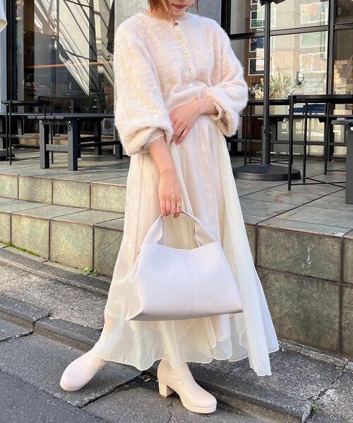 MAJESTIC LEGON（マジェスティックレゴン）の「オーガンジーヘムスカート（スカート・レディース・グレー/アイボリー/ピンクベージュ・MEDIUM）」の17枚目の写真