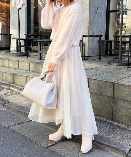 MAJESTIC LEGON（マジェスティックレゴン）の「オーガンジーヘムスカート（スカート・レディース・グレー/アイボリー/ピンクベージュ・MEDIUM）」の18枚目の写真
