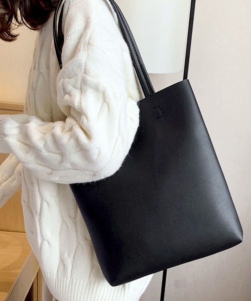 セール】【軽量】【A4収納可】配色レザーレディース縦型トートバッグ