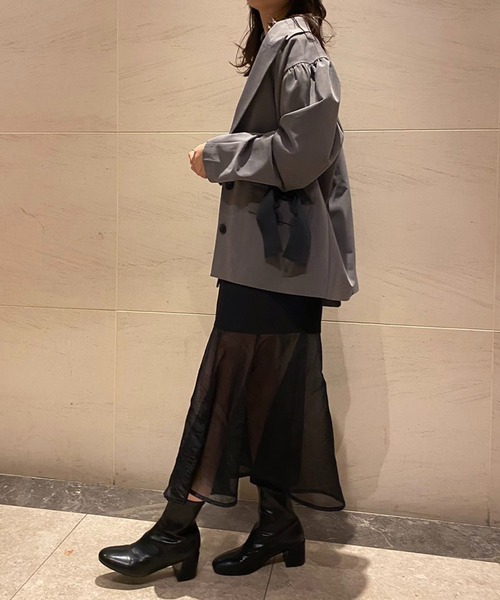 one after another NICE CLAUP（ワンアフターアナザーナイスクラップ）の「【リボンコレクション】リボンジャケット　2023SS（テーラードジャケット・レディース・杢グレー/アイボリー/ブラック・FREE）」の12枚目の写真