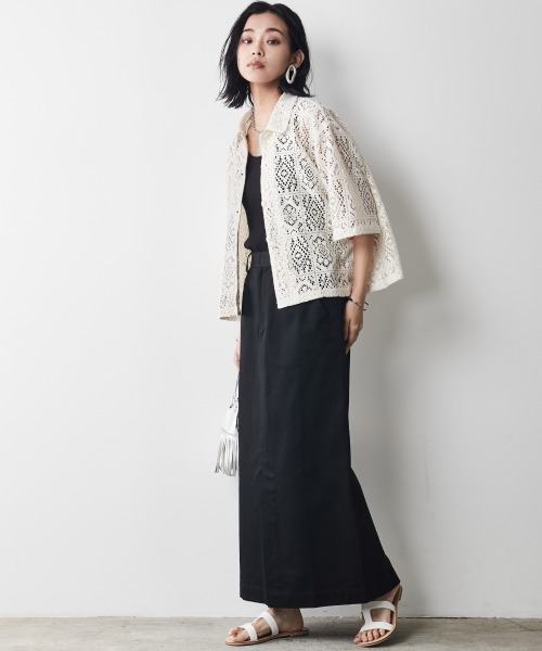 CHIC STYLE（シックスタイル）の「＜大きいサイズ＞レースショートシャツ シックスタイル（シャツ/ブラウス・レディース・アイボリー/ブラック・4L/3L/5L/LL/L）」の9枚目の写真