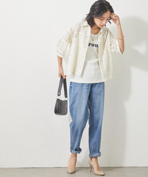 CHIC STYLE（シックスタイル）の「＜大きいサイズ＞レースショートシャツ シックスタイル（シャツ/ブラウス・レディース・アイボリー/ブラック・4L/3L/5L/LL/L）」の15枚目の写真