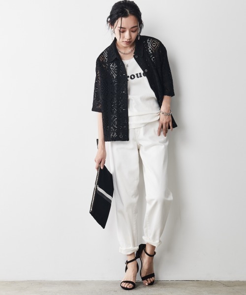 CHIC STYLE（シックスタイル）の「＜大きいサイズ＞レースショートシャツ シックスタイル（シャツ/ブラウス・レディース・アイボリー/ブラック・4L/3L/5L/LL/L）」の11枚目の写真