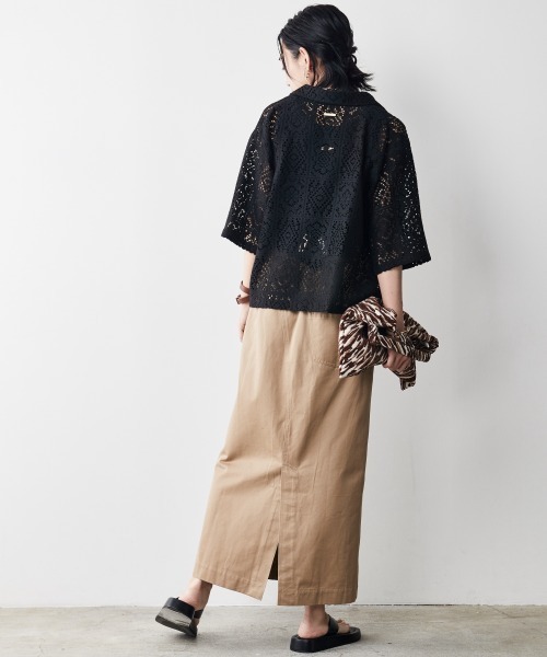 CHIC STYLE（シックスタイル）の「＜大きいサイズ＞レースショートシャツ シックスタイル（シャツ/ブラウス・レディース・アイボリー/ブラック・4L/3L/5L/LL/L）」の16枚目の写真