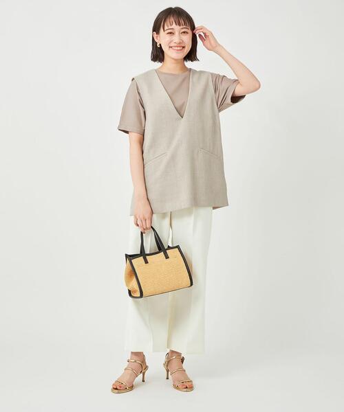 GREEN LABEL RELAXING ベスト Vネック レイヤード チェック クリスマスファッション ベスト RELAXING LABEL GREEN Vネック