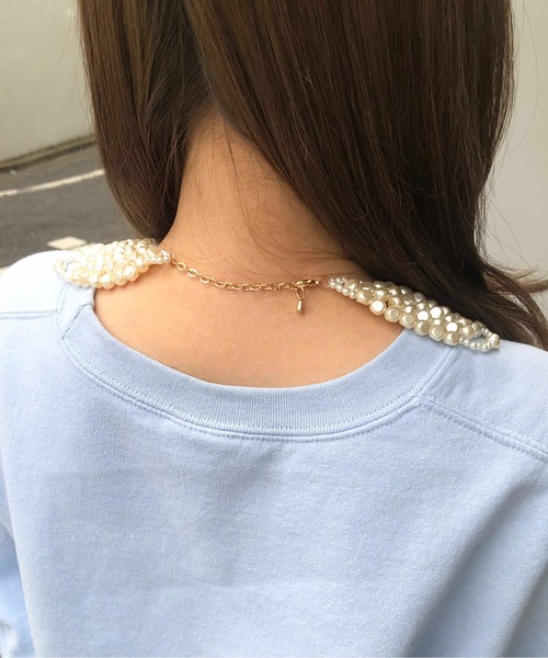 Casselini（キャセリーニ）の「Casselini(キャセリーニ)スカラップビーズつけ襟（付け襟・レディース・アイボリー/ピンク/イエロー・FREE）」の5枚目の写真