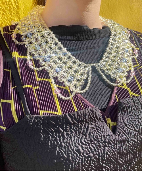 Casselini（キャセリーニ）の「Casselini(キャセリーニ)スカラップビーズつけ襟（付け襟・レディース・アイボリー/ピンク/イエロー・FREE）」の11枚目の写真