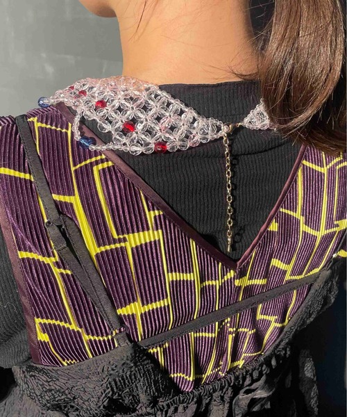 Casselini（キャセリーニ）の「Casselini(キャセリーニ)スカラップビーズつけ襟（付け襟・レディース・アイボリー/ピンク/イエロー・FREE）」の13枚目の写真