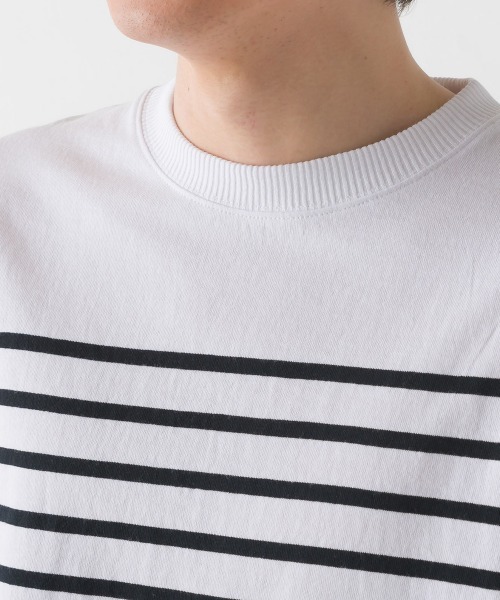 OMNES(オムネス)の「メンズパネルボーダーコットン5分袖Tシャツ(Tシャツ/カットソー・メンズ・ネイビー×ホワイト/ホワイト×ブラック/ホワイト×グリーン/ホワイト×ブルー・LARGE/MEDIUM)」の19枚目の写真
