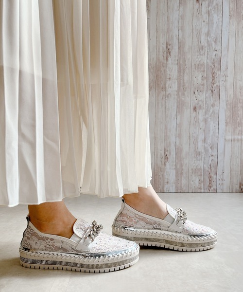 Noubel Voug Relax（ヌーベルヴォーグリラックス）の「ストーンチュールスリッポン（スリッポン・レディース・ブラック/ホワイト・23cm/23.5cm/24cm/24.5cm）」の9枚目の写真