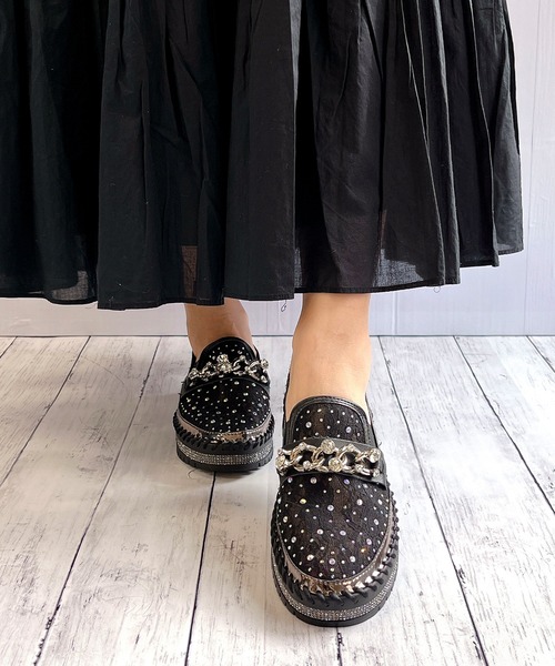 Noubel Voug Relax（ヌーベルヴォーグリラックス）の「ストーンチュールスリッポン（スリッポン・レディース・ブラック/ホワイト・23cm/23.5cm/24cm/24.5cm）」の11枚目の写真