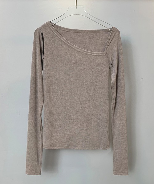Jewelobe(ジュエローブ)の「アシンメトリーカットアウトトップス(Tシャツ/カットソー・レディース・ブラック/アイボリー/グレー/ブラウン・FREE)」の8枚目の写真