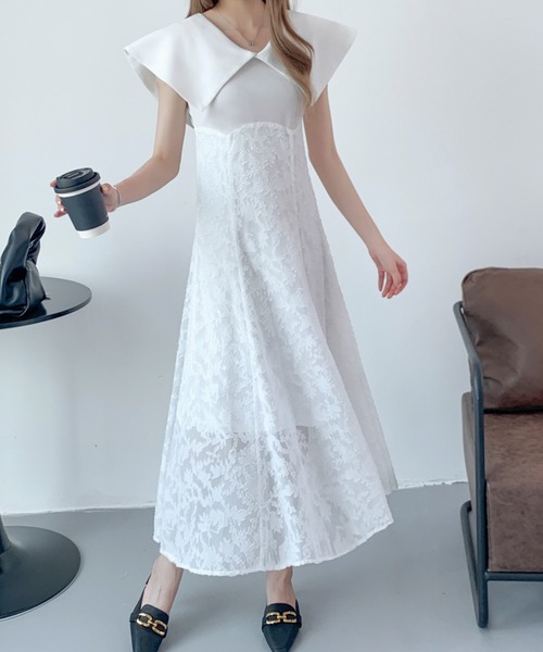 ABITOKYO(アビトーキョー)の「ビックカラーシアージャガード切替フレアワンピース(ワンピース・レディース・ホワイト/ブラック・S/M)」の21枚目の写真