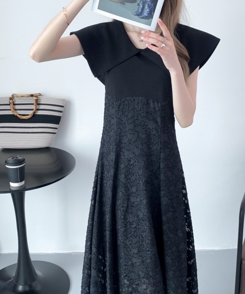 ABITOKYO(アビトーキョー)の「ビックカラーシアージャガード切替フレアワンピース(ワンピース・レディース・ホワイト/ブラック・S/M)」の7枚目の写真