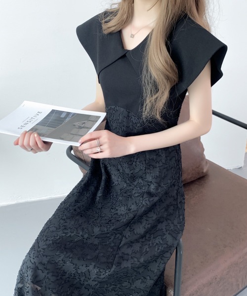 ABITOKYO(アビトーキョー)の「ビックカラーシアージャガード切替フレアワンピース(ワンピース・レディース・ホワイト/ブラック・S/M)」の9枚目の写真