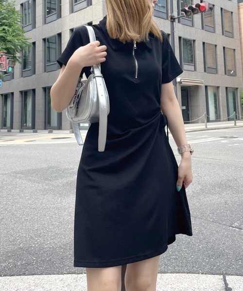 SPIGA（スピーガ）の「ｻｲﾄﾞｼｬｰﾘﾝｸﾞﾊｰﾌZIPﾜﾝﾋﾟｰｽ（ワンピース・レディース・グレー/ブラック・FREE）」の18枚目の写真