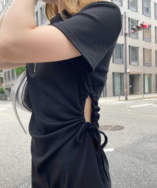 SPIGA（スピーガ）の「ｻｲﾄﾞｼｬｰﾘﾝｸﾞﾊｰﾌZIPﾜﾝﾋﾟｰｽ（ワンピース・レディース・グレー/ブラック・FREE）」の22枚目の写真