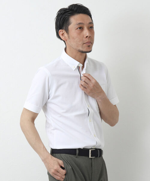 NOLLEY'S goodman（ノーリーズグッドマン）の「《ビジカジ対応》ドライマスター ボタンダウン半袖シャツ（シャツ/ブラウス・メンズ・ブルー/ホワイト/ブラック系その他/ホワイト系その他4/ブルー系その他7/パープル系その他4・L/XL/M/S）」の2枚目の写真