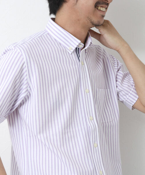 NOLLEY'S goodman（ノーリーズグッドマン）の「《ビジカジ対応》ドライマスター ボタンダウン半袖シャツ（シャツ/ブラウス・メンズ・ブルー/ホワイト/ブラック系その他/ホワイト系その他4/ブルー系その他7/パープル系その他4・L/XL/M/S）」の6枚目の写真