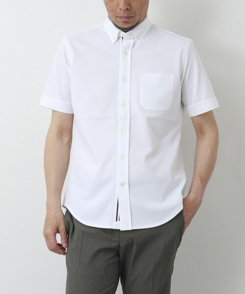 NOLLEY'S goodman（ノーリーズグッドマン）の「《ビジカジ対応》ドライマスター ボタンダウン半袖シャツ（シャツ/ブラウス・メンズ・ブルー/ホワイト/ブラック系その他/ホワイト系その他4/ブルー系その他7/パープル系その他4・L/XL/M/S）」の8枚目の写真