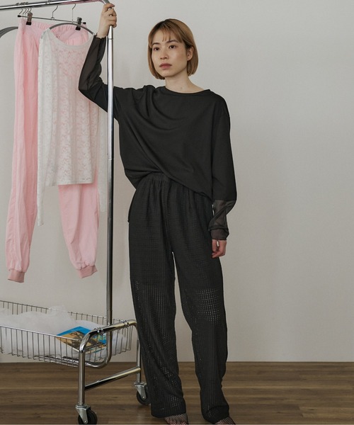 INSIIS(インシス)の「シアーイージーパンツ(Tシャツ/カットソー・レディース・ライトブルー/ブラック/オフホワイト・S/フリー)」の18枚目の写真